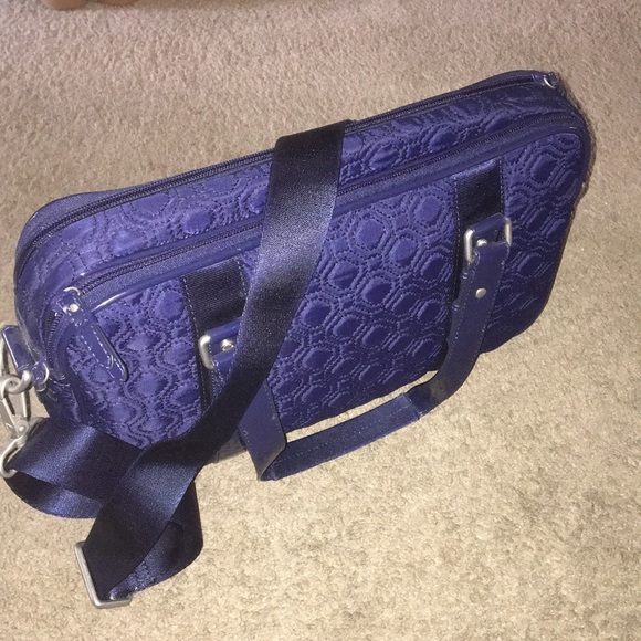 Vera Bradley Navy Blue Quilted Two-zip Laptop Bag - Picture 2 of 7
